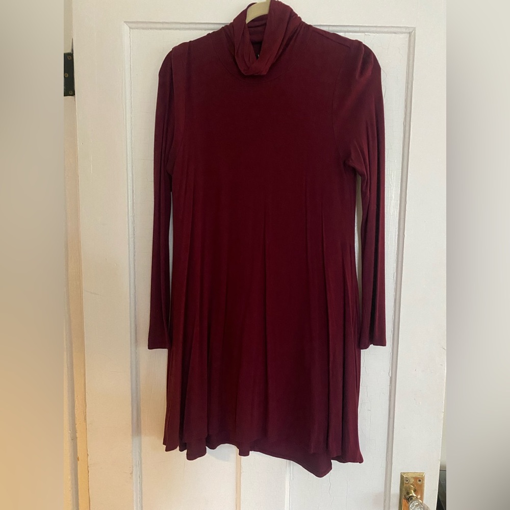 Lulus Long Sleeve Burgundy Dress, Size L